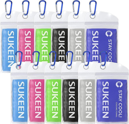 Sukeen 4 Pack Cooling Towels (40"x12") for Neck and Face, Cooling Neck Wraps, Breathable Cooling Towel for Hot Weather, Sweat Towels for Yoga, Sports, Golf, Gym, Camping, Running, Fitness, Workout