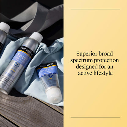 Neutrogena, Sport Face Sunscreen SPF 70+, Oil-Free, Sweat and Water-Resistant, Broad-Spectrum UVA/UVB, 2.5 Fl Oz