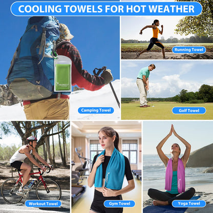 SYOURSELF Cooling Towels for Neck and Face, 4 Pack 40" x 12" Cooling Towel for Hot Weather, Soft Breathable Instant Cool Chilly Pad for Sports Golf Yoga Gym Athletes Camping Ice Towels(Mix-4pcs)