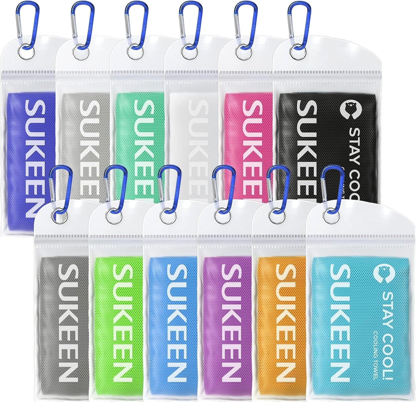 Sukeen 4 Pack Cooling Towels (40"x12") for Neck and Face, Cooling Neck Wraps, Breathable Cooling Towel for Hot Weather, Sweat Towels for Yoga, Sports, Golf, Gym, Camping, Running, Fitness, Workout
