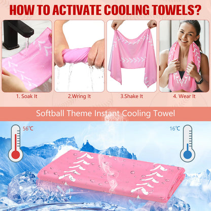 12 Pcs Cooling Towel Baseball Football Basketball Breathable Chilly Softball Soccer Ice Towel, 40"x12" Tennis Microfiber Accessories for Player(White,Baseball)