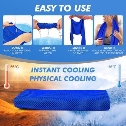 CSITE 4 Pack Cooling Towels (47"x12") for Neck and Face, Ice Towel for Hot Weather, Soft Breathable Chilly Gym Towels, Microfiber Towel for Work Out, Yoga, Running, Camping & More Activities