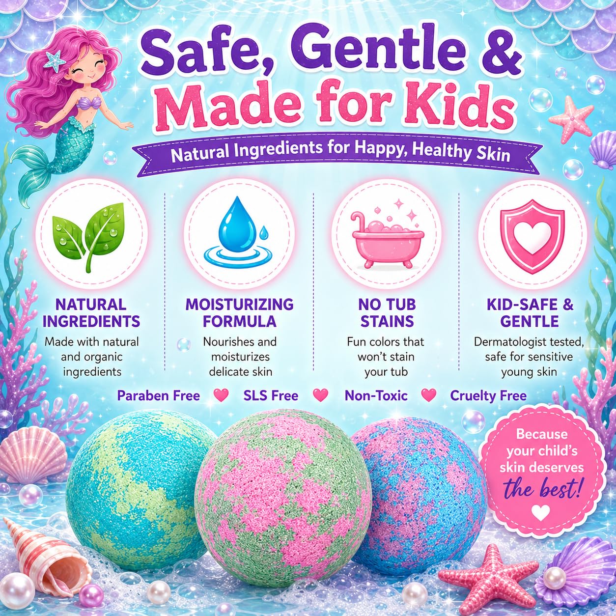 Bath Bombs for Kids with Surprise Inside - Organic, Gentle & Kid Friendly Bubble Bath Fizzies with Toys Inside. Spa Bath Fizz Balls Kit. Fizzy Balls w/Rich Bubbles, Birthday Gifts for Boys, Girls