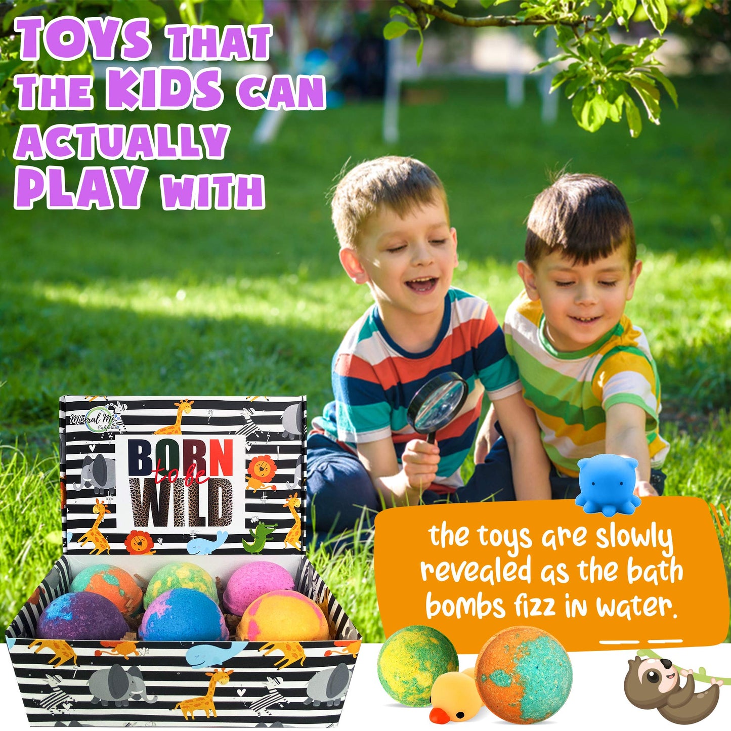 Bath Bombs for Kids with Surprise Inside - Organic, Gentle & Kid Friendly Bubble Bath Fizzies with Toys Inside. Spa Bath Fizz Balls Kit. Fizzy Balls w/Rich Bubbles, Birthday Gifts for Boys, Girls