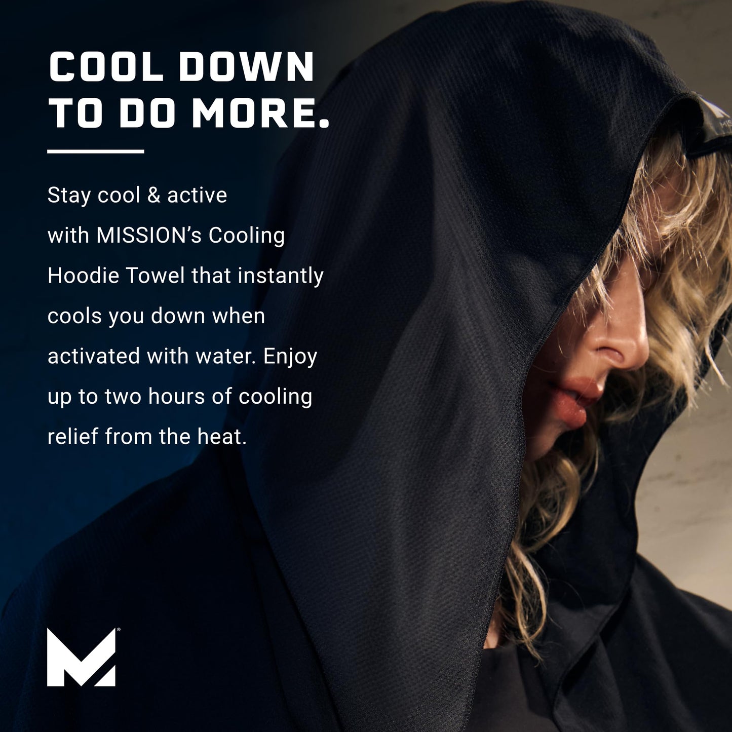 MISSION Cooling Hoodie Towel, Evaporative Cool Technology, Cools Instantly When Wet, UPF 50 Sun Protection, Contours Your Head to Stay in Place, Great for Sports, Fitness, Gym