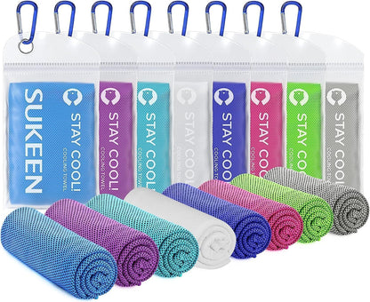 Sukeen 4 Pack Cooling Towels (40"x12") for Neck and Face, Cooling Neck Wraps, Breathable Cooling Towel for Hot Weather, Sweat Towels for Yoga, Sports, Golf, Gym, Camping, Running, Fitness, Workout