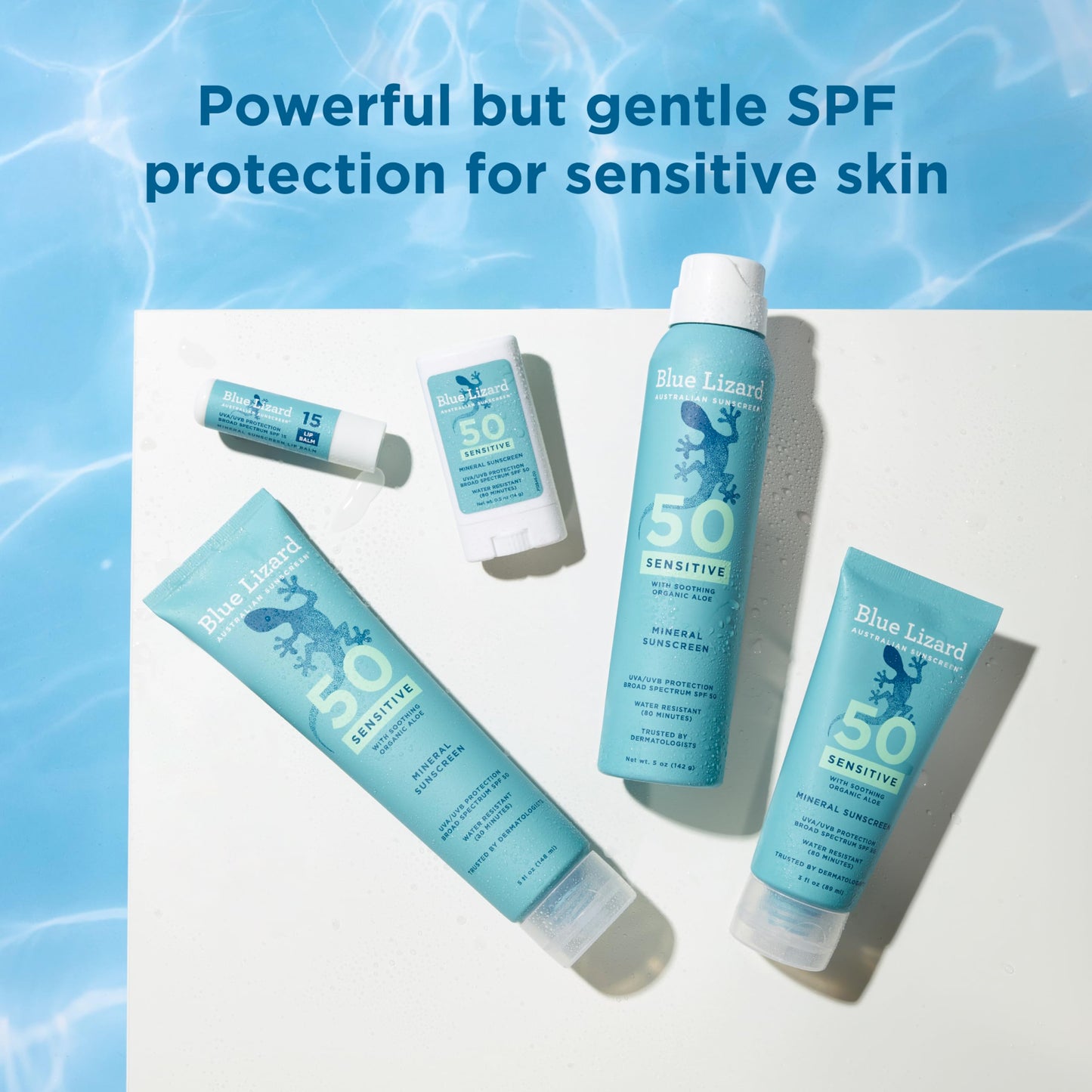 BLUE LIZARD Sport Mineral Sunscreen Spray SPF 50+, Dermatologist-Recommended Brand, Broad-Spectrum UVA/UVB Protection, Water-Resistant, Zinc Oxide Formula, Vegan, 5 fl oz