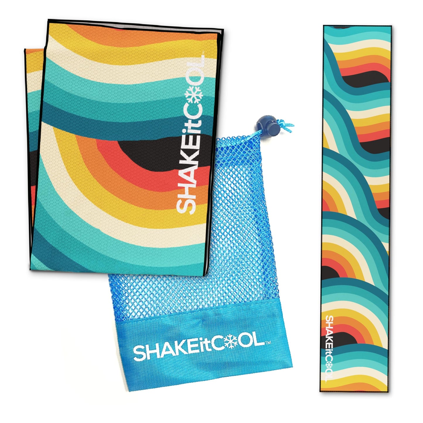 SHAKEitCOOL Original Cooling Towel – Be Cool in Style - Heat Relief, Soft, Lightweight, Sun Protection, Easy Clean - Perfect for Biking, Running, Yoga, Gym, Gardening - Aurora