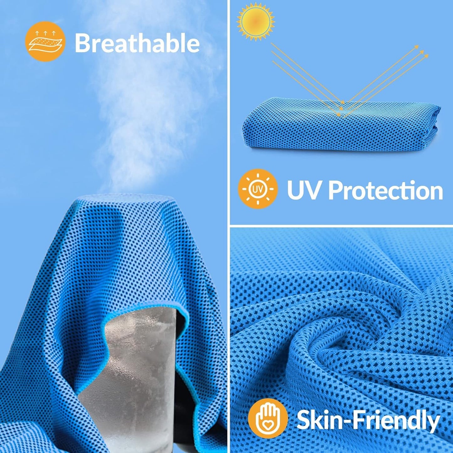 Cooling Towels for Neck and Face 8Pack(40"x12"), Cooling Neck Wraps for Gym | Sweat wicking, Quick dry, Lightweight, Reusable, Absorbent, Cool Towel for Running, Yoga, Workout, Travel, Climbing