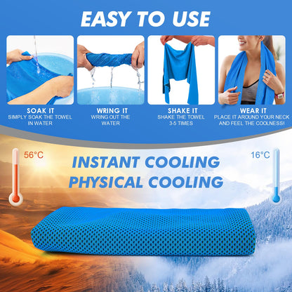 CSITE 4 Pack Cooling Towels (47"x12") for Neck and Face, Ice Towel for Hot Weather, Soft Breathable Chilly Gym Towels, Microfiber Towel for Work Out, Yoga, Running, Camping & More Activities