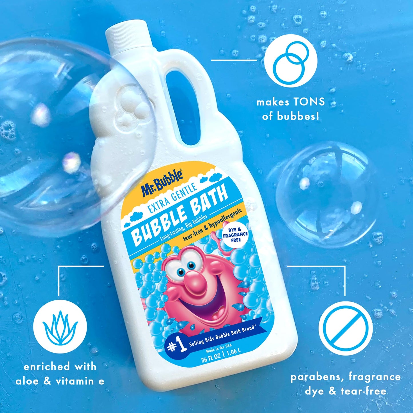 Mr. Bubble Original Bubble Bath - Great for Your Baby, Kids, and Adults - Hypoallergenic, Tear Free Bubble Bath Solution (2 Bottles, 16 fl oz Each)