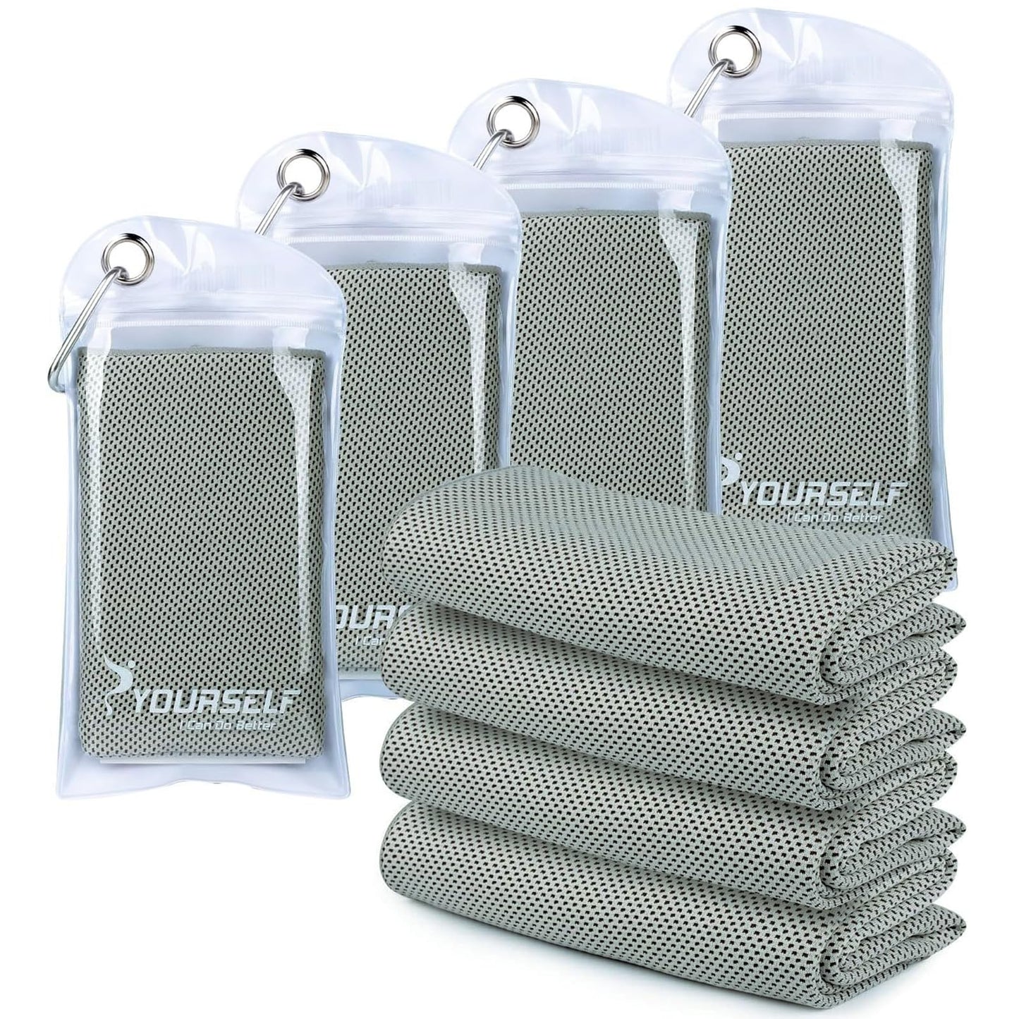 SYOURSELF Cooling Towels for Neck and Face, 4 Pack 40" x 12" Cooling Towel for Hot Weather, Soft Breathable Instant Cool Chilly Pad for Sports Golf Yoga Gym Athletes Camping Ice Towels(Mix-4pcs)