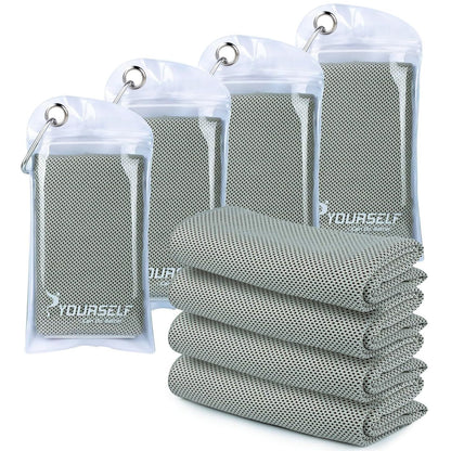 SYOURSELF Cooling Towels for Neck and Face, 4 Pack 40" x 12" Cooling Towel for Hot Weather, Soft Breathable Instant Cool Chilly Pad for Sports Golf Yoga Gym Athletes Camping Ice Towels(Mix-4pcs)