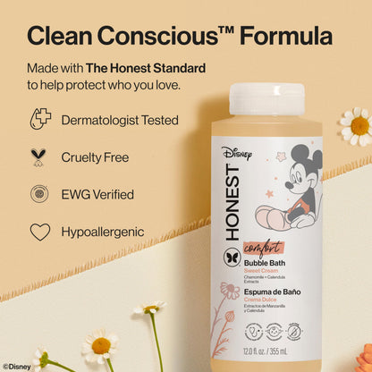 The Honest Company Foaming Bubble Bath & Baby Wash, Tear-Free, Hypoallergenic, Natural Formula, Lavender Calm Scent, 12 fl oz