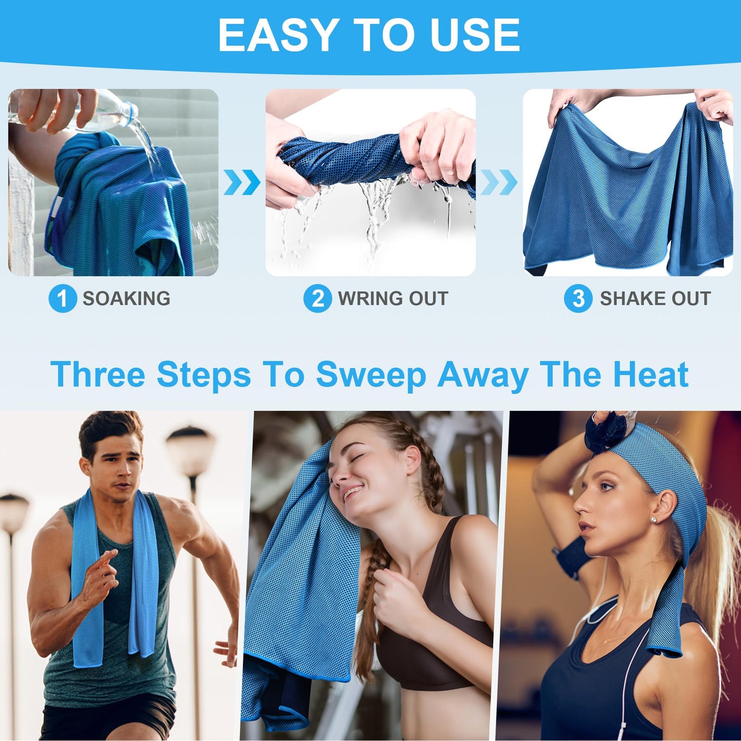 4 Pack Cooling Towels for Neck and Face(40"x12"), Cooling Neck Wraps, Ice Towel for Hot Weather, Soft Breathable Gym Towel, Cool Towel for Workout, Camping, Yoga, Sport, Running