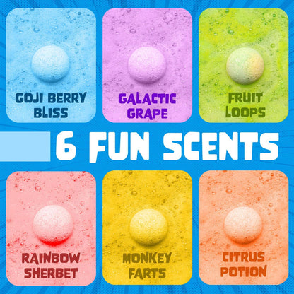 Superhero Bath Bombs for Kids with Surprise Toys Inside (6 Pack) - Large Bubble Bomb Fizzies for Boys, Girls, & Toddlers - Birthday Gift for Kids - Fruity Scent, USA Made by Two Sisters