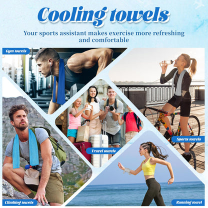 PAWPRO 4 Packs Cooling Towels for Neck and Face(40"x12"), Soft Breathable Cooling Towel with Waterproof Bag & Carabiner,Microfiber Cooling Towels for Yoga, Sport,Gym,Camping (Multicolor)