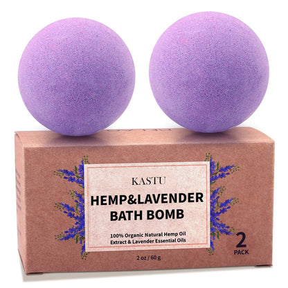 Bath Bombs,2 Pack Fizzy Spa Gift Natural Hemp Oil Extract and Lavender Essential Oils Bath for Moisturizing Dry Skin,Relaxing,Bubble Bath for Gifts Idea for Men Women