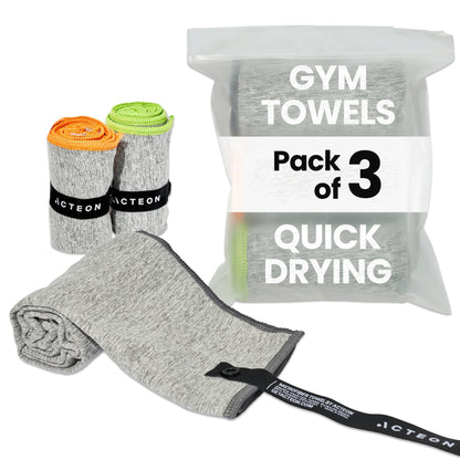 Acteon Microfiber Gym Towels 5 Pack, Quick Dry Silver ION Odor-Free Sweat Towel, Super Absorbent Fast Drying for Men & Women, Workout, Yoga, Running, Hiking, Travel – 16x30.5 Inch