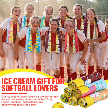 12 Pcs Cooling Towel Baseball Football Basketball Breathable Chilly Softball Soccer Ice Towel, 40"x12" Tennis Microfiber Accessories for Player(White,Baseball)