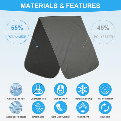 4 Pack Cooling Towels for Neck and Face(40"x12"), Cooling Neck Wraps, Ice Towel for Hot Weather, Soft Breathable Gym Towel, Cool Towel for Workout, Camping, Yoga, Sport, Running