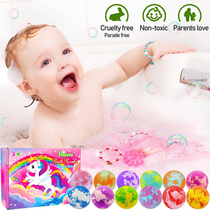Unicorn Bath Bombs for Kids Girls with Toys Surprise Jewelry Inside Gift for Girls 3 4 5 6 7 8 Years Old Birthday Gifts Ideas Easter Gifts for Girl Easter Basket Stuffers Egg Fillers Christmas Gift