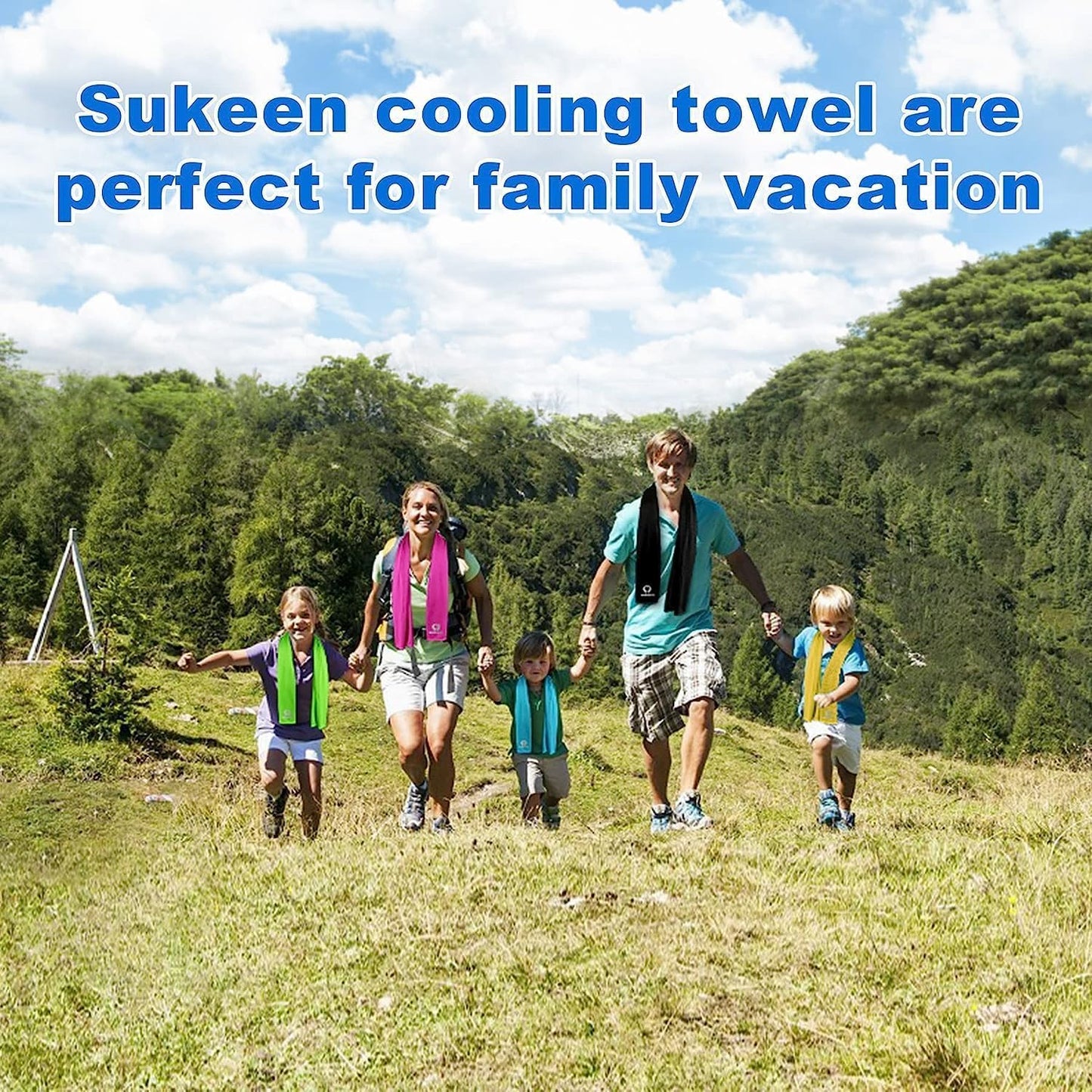 Sukeen 4 Pack Cooling Towels (40"x12") for Neck and Face, Cooling Neck Wraps, Breathable Cooling Towel for Hot Weather, Sweat Towels for Yoga, Sports, Golf, Gym, Camping, Running, Fitness, Workout