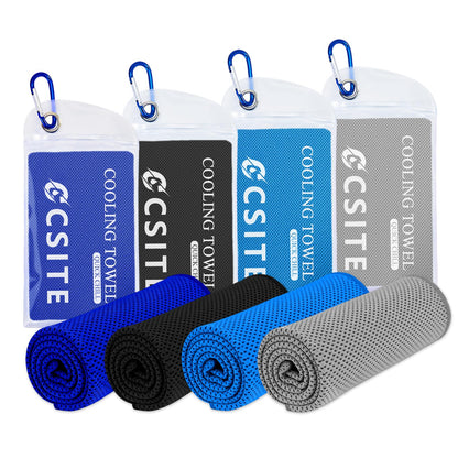 CSITE 4 Pack Cooling Towels (47"x12") for Neck and Face, Ice Towel for Hot Weather, Soft Breathable Chilly Gym Towels, Microfiber Towel for Work Out, Yoga, Running, Camping & More Activities