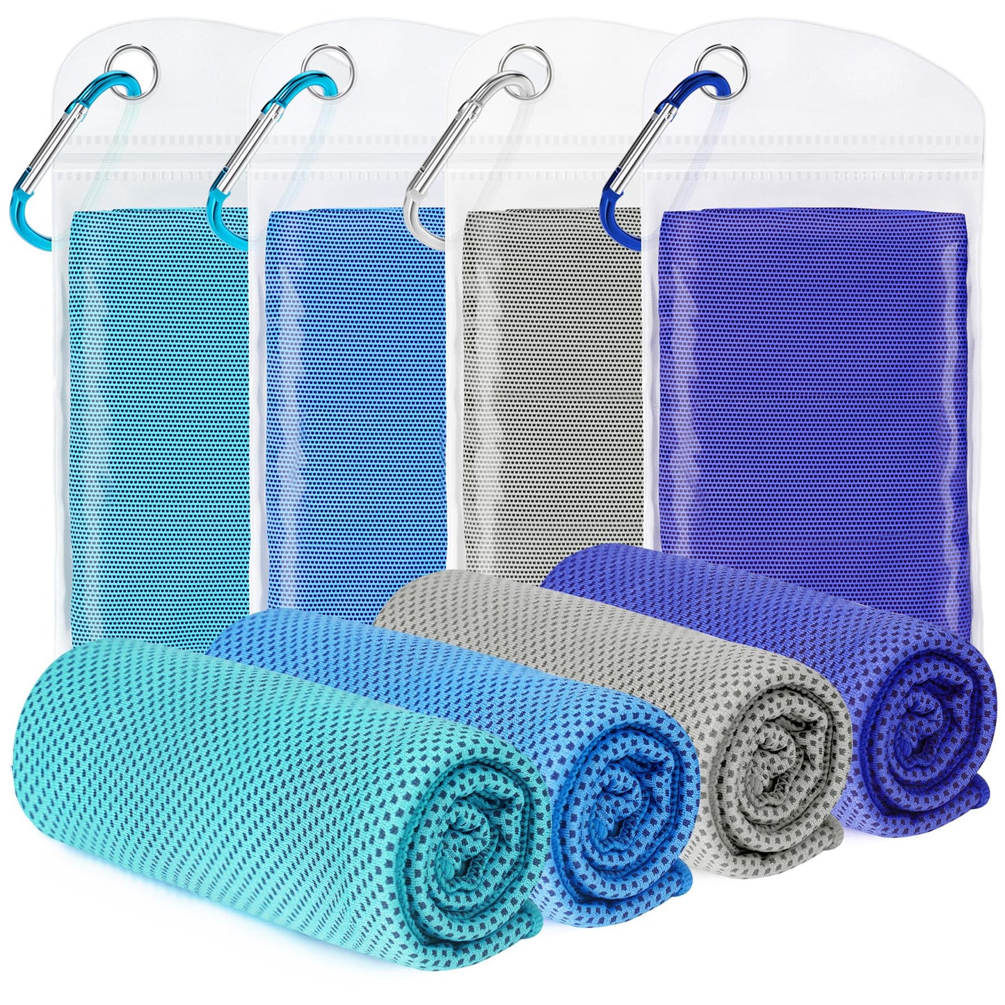 4 Pack Cooling Towels for Neck and Face(40"x12"), Cooling Neck Wraps, Ice Towel for Hot Weather, Soft Breathable Gym Towel, Cool Towel for Workout, Camping, Yoga, Sport, Running