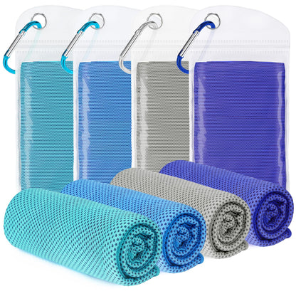 4 Pack Cooling Towels for Neck and Face(40"x12"), Cooling Neck Wraps, Ice Towel for Hot Weather, Soft Breathable Gym Towel, Cool Towel for Workout, Camping, Yoga, Sport, Running