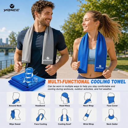 YQXCC 4 Pack Cooling Towels 40"x12", Cold Cool for Neck & Face | Cooling Neck Wraps, Soft Breathable Microfiber Chilly Towels, Ideal for Gym, Yoga, Golf, Running, Camping & Hot Weather