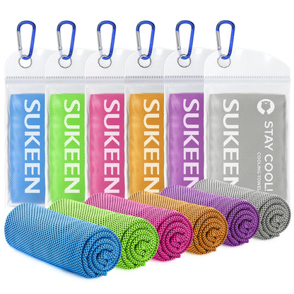 Sukeen Cooling Towels 6 Pack (40"x12"), Cooling Towels for Neck and Face, Quick Dry Sport Camping Cooling Towel, Cold Towel for Hot Weather
