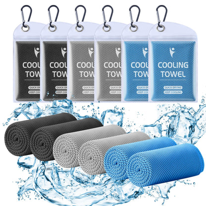 Clothirily Cooling Towels for Women Men, Breathable Cooling Towels for Neck and Face, Workout Towel for Hot Weather, Sweat Towel for Gym Yoga, Camping, Fitness, Running, Traveling, 6 Pack 40"x12"
