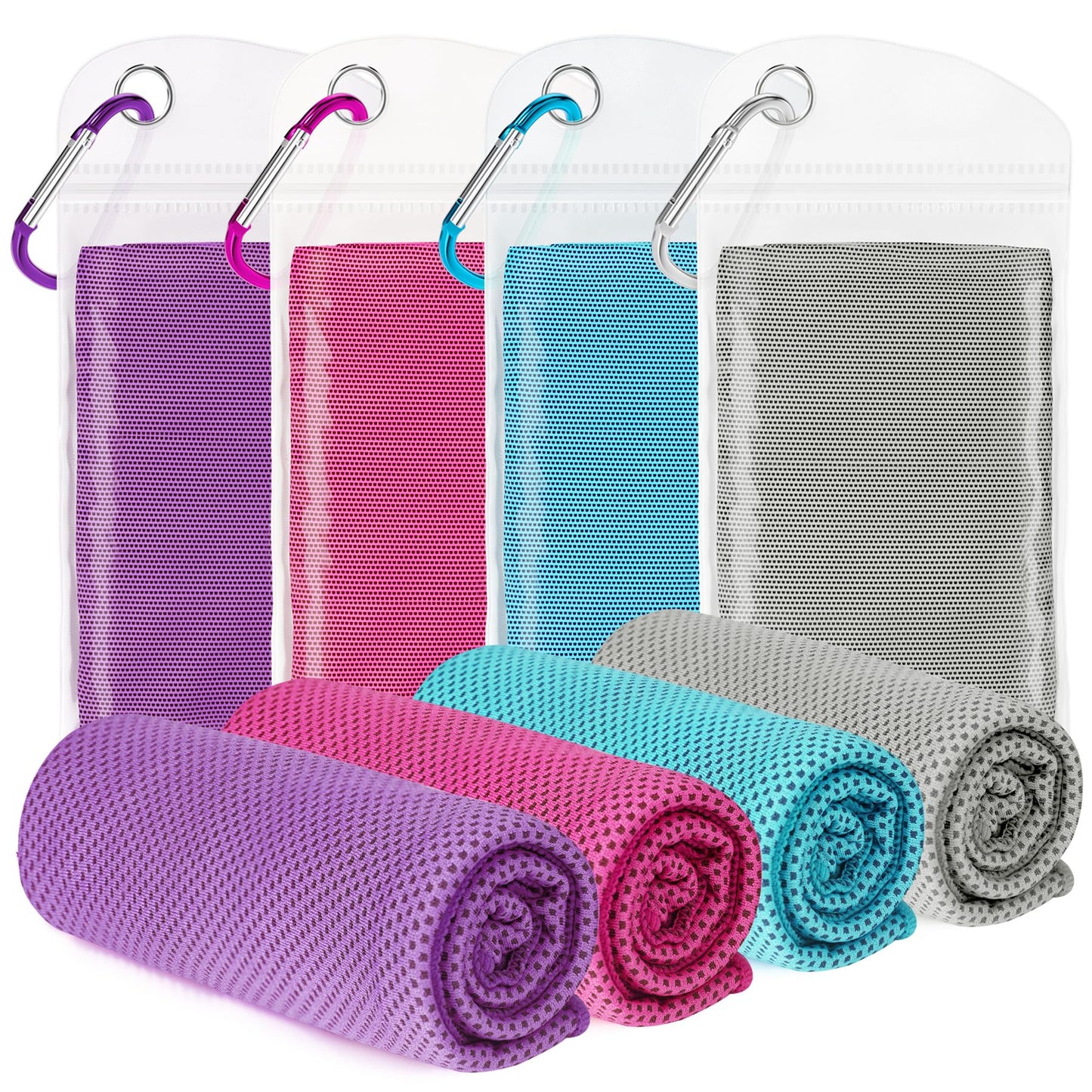 4 Pack Cooling Towels for Neck and Face(40"x12"), Cooling Neck Wraps, Ice Towel for Hot Weather, Soft Breathable Gym Towel, Cool Towel for Workout, Camping, Yoga, Sport, Running