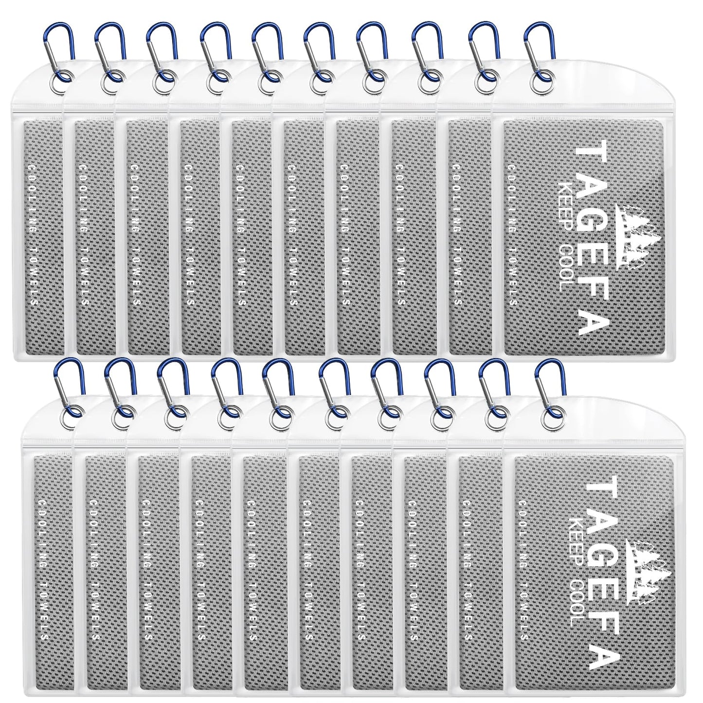 Cooling Towels 20 Pack, 40"x 12" Cooling Rags Neck Wraps for Sports with Carrying Pouch, Gym Cooling Neck Towels for Hor Weather, Sweat, Fitness, Travel