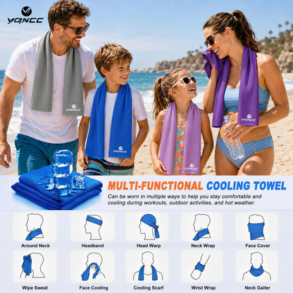 YQXCC 4 Pack Cooling Towels 40"x12", Cold Cool for Neck & Face | Cooling Neck Wraps, Soft Breathable Microfiber Chilly Towels, Ideal for Gym, Yoga, Golf, Running, Camping & Hot Weather