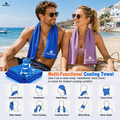 YQXCC 4 Pack Cooling Towels (40"x12"), Cool Neck Towel, Soft Breathable Microfiber for Gym, Yoga, Golf, Running, Camping & Summer Outdoor Activities