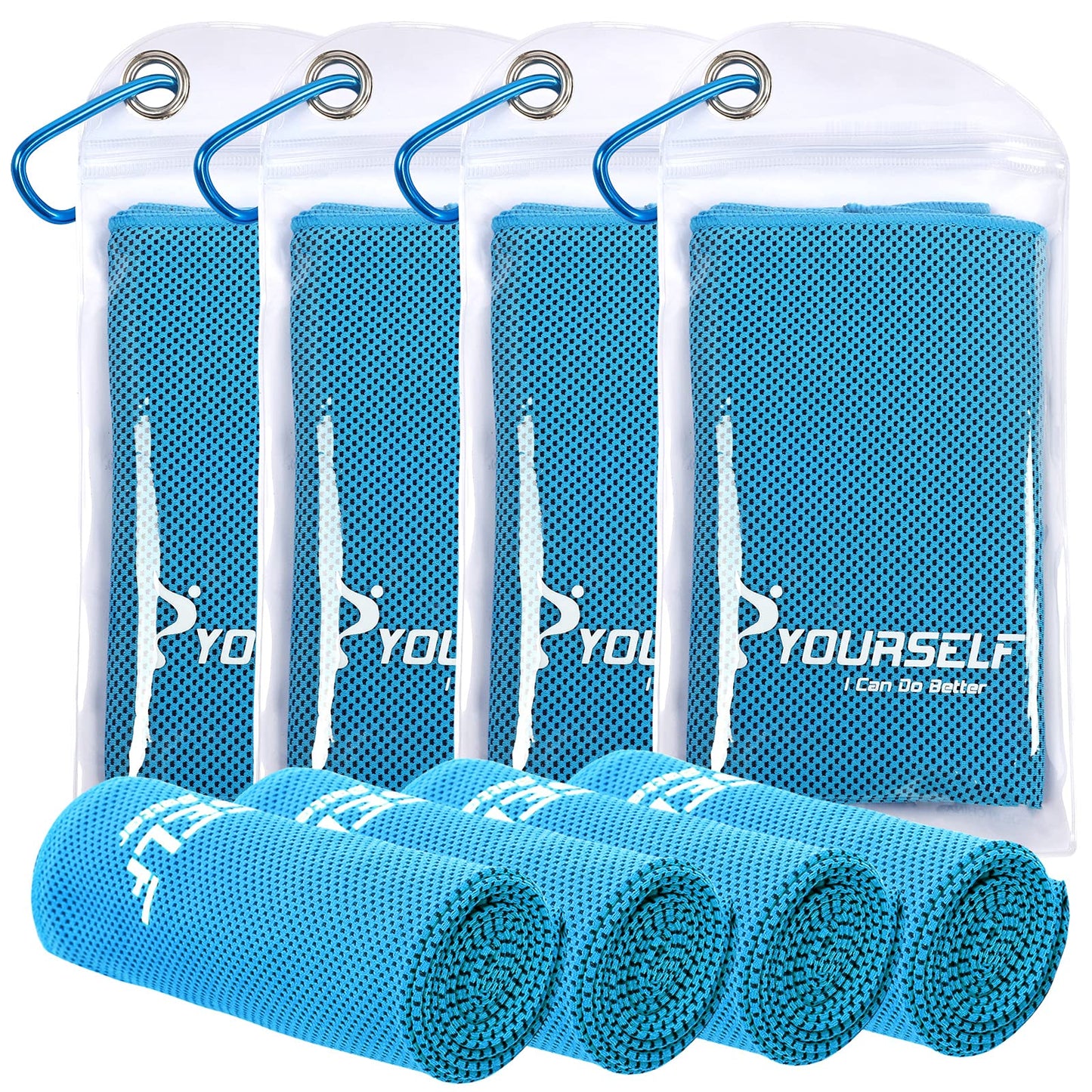 SYOURSELF Cooling Towels for Neck and Face, 4 Pack 40" x 12" Cooling Towel for Hot Weather, Soft Breathable Instant Cool Chilly Pad for Sports Golf Yoga Gym Athletes Camping Ice Towels(Mix-4pcs)