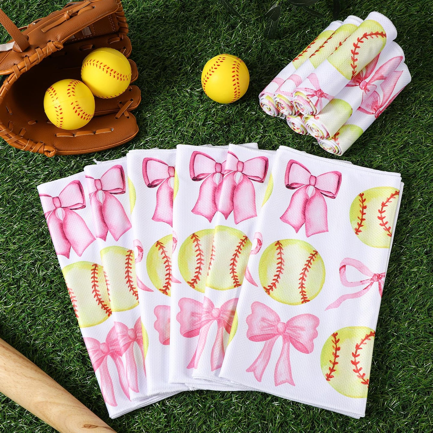12 Pcs Cooling Towel Baseball Football Basketball Breathable Chilly Softball Soccer Ice Towel, 40"x12" Tennis Microfiber Accessories for Player(White,Baseball)