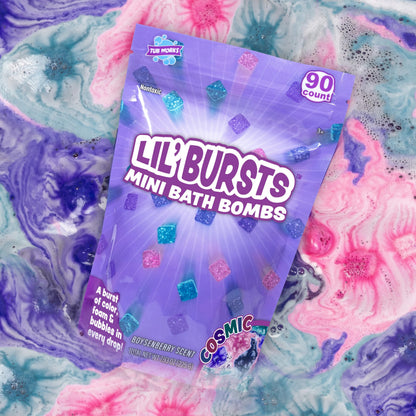 Tub Works® Lil' Bursts™ Mini Bath Bombs for Kids, 90 Count, Rainbow | Nontoxic | Tiny Kids Bath Bombs with A Burst of Color, Foam & Bubbles | Customize Toddler Bath with 7 Colors | Make Bathtub Art