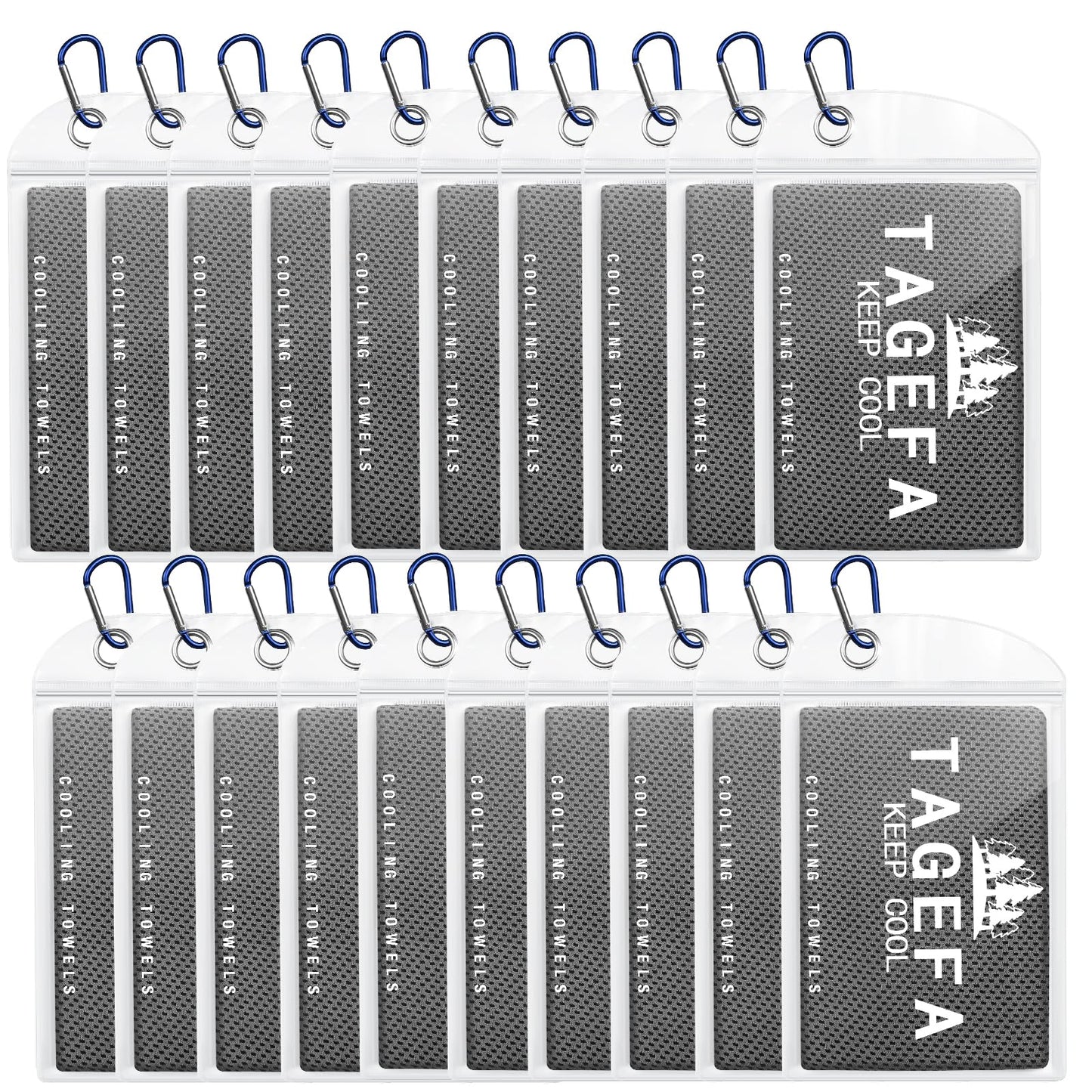 Cooling Towels 20 Pack, 40"x 12" Cooling Rags Neck Wraps for Sports with Carrying Pouch, Gym Cooling Neck Towels for Hor Weather, Sweat, Fitness, Travel
