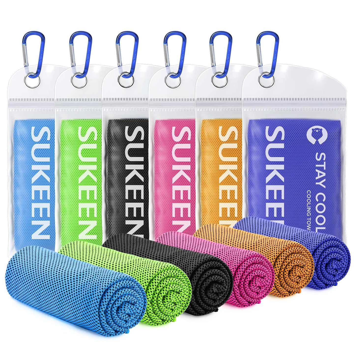 Sukeen Cooling Towels 6 Pack (40"x12"), Cooling Towels for Neck and Face, Quick Dry Sport Camping Cooling Towel, Cold Towel for Hot Weather