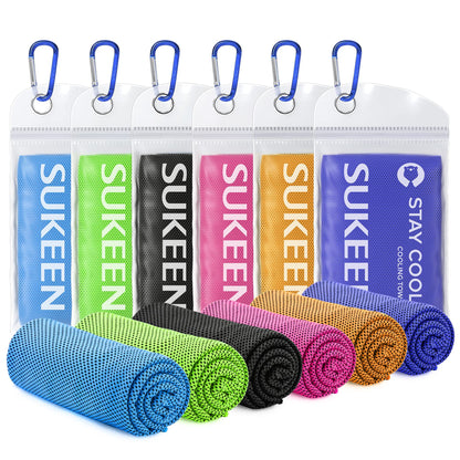 Sukeen Cooling Towels 6 Pack (40"x12"), Cooling Towels for Neck and Face, Quick Dry Sport Camping Cooling Towel, Cold Towel for Hot Weather