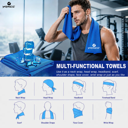 YQXCC 4 Pack Cooling Towels (40"x12"), Cool Neck Towel, Soft Breathable Microfiber for Gym, Yoga, Golf, Running, Camping & Summer Outdoor Activities