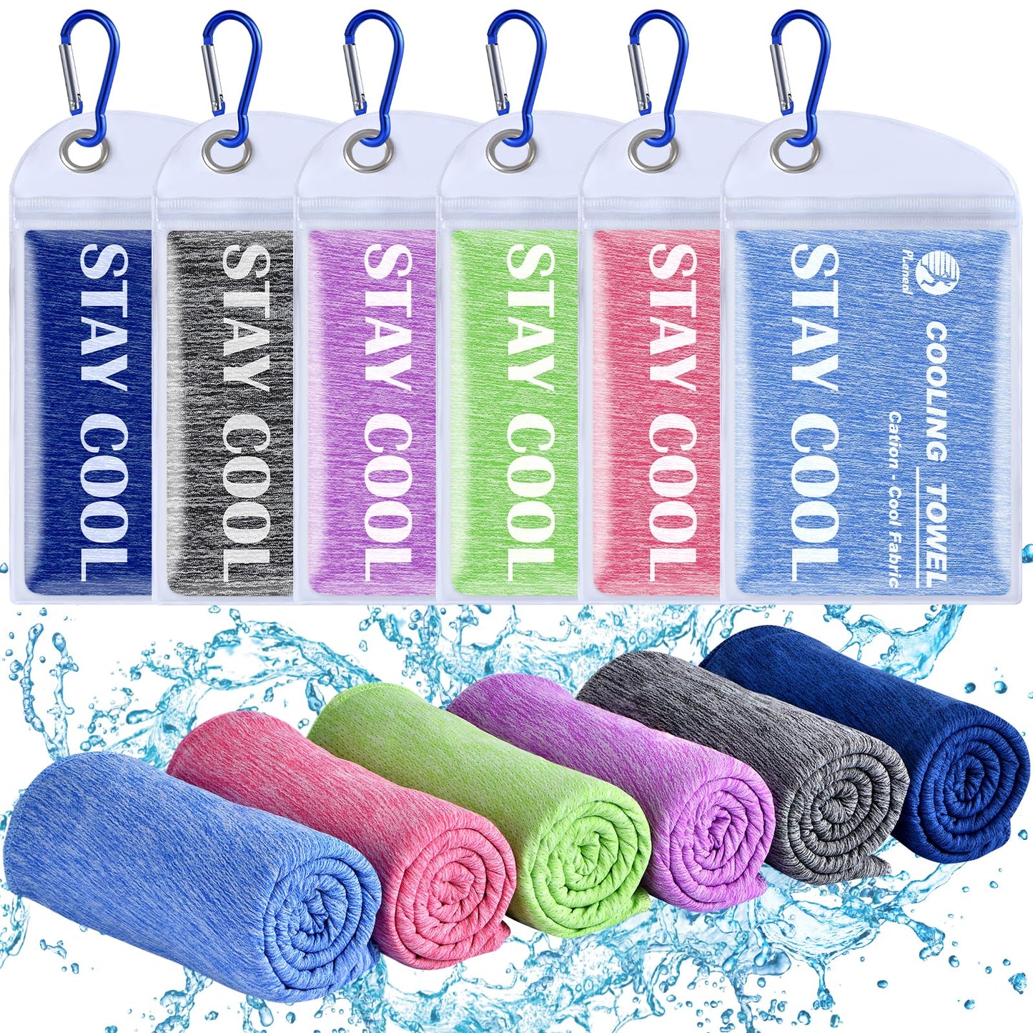 Pleneal Cooling Towels - 6 Pack Cooling Towel (40"x12"), Ice Gym Towels for Working Out, Microfiber Cooling Towels for Neck and Face, Yoga Towel for Home Gym, Workout & More Activities