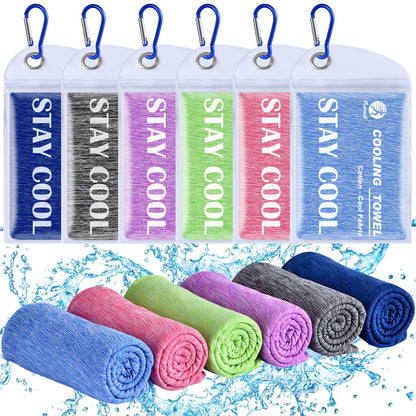 Pleneal Cooling Towels - 6 Pack Cooling Towel (40"x12"), Ice Gym Towels for Working Out, Microfiber Cooling Towels for Neck and Face, Yoga Towel for Home Gym, Workout & More Activities