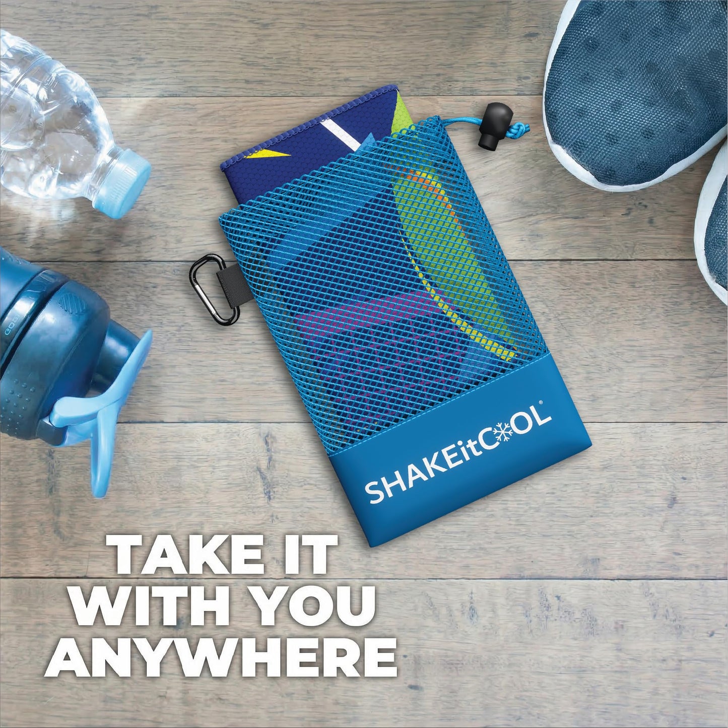 SHAKEitCOOL Original Cooling Towel – Be Cool in Style - Heat Relief, Soft, Lightweight, Sun Protection, Easy Clean - Perfect for Biking, Running, Yoga, Gym, Gardening - Aurora