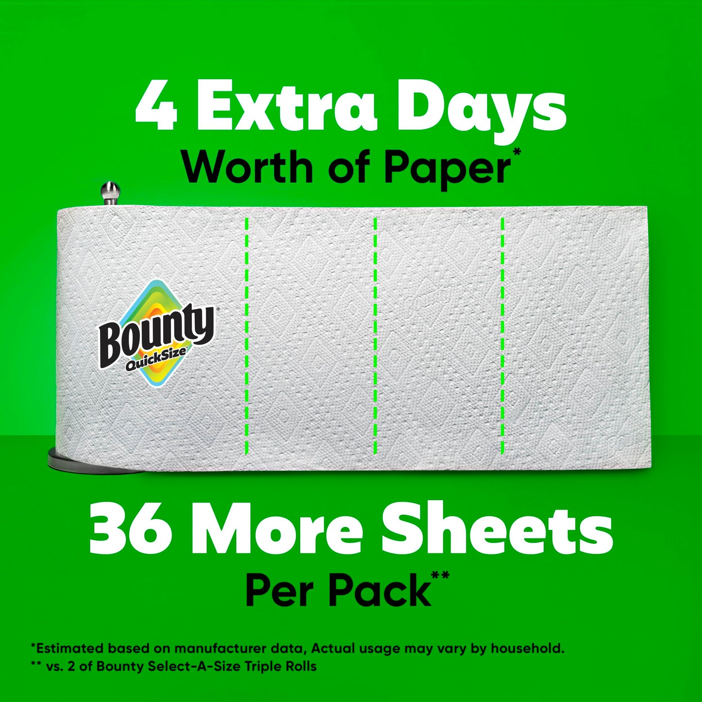 Bounty Paper Towels Quick Size, White, 16 Family Rolls = 40 Regular Rolls