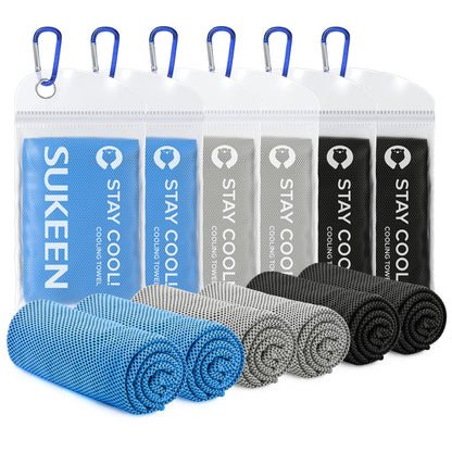 Sukeen Cooling Towels 6 Pack (40"x12"), Cooling Towels for Neck and Face, Quick Dry Sport Camping Cooling Towel, Cold Towel for Hot Weather