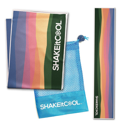 SHAKEitCOOL Original Cooling Towel – Be Cool in Style - Heat Relief, Soft, Lightweight, Sun Protection, Easy Clean - Perfect for Biking, Running, Yoga, Gym, Gardening - Aurora